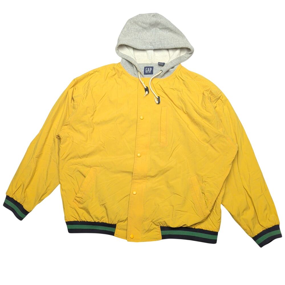 Vintage 90s Gap Fleece Hooded Nylon Bomber Jacket Men's XL Streetwear Skater